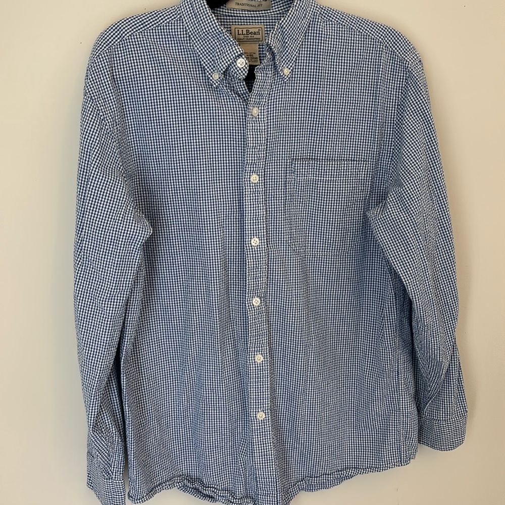 L.L. Bean Blue Checkered Men's Shirt